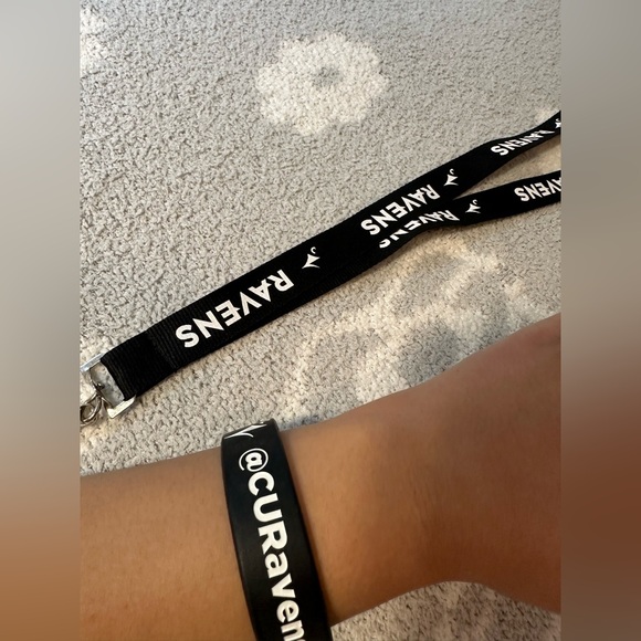 Carleton University CU Ravens black and white lanyard and bracelet - Picture 3 of 3